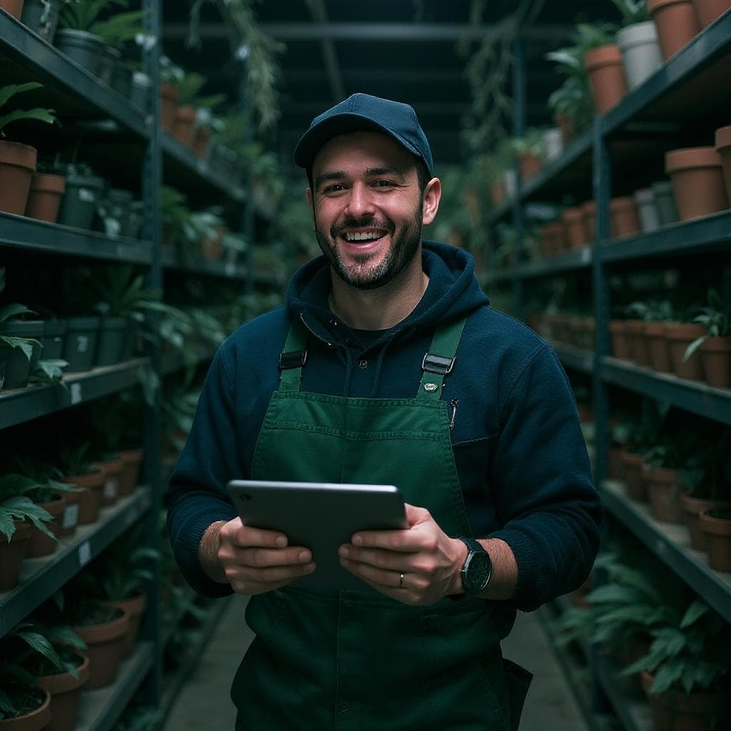 Professional using Zaikoo dashboard in warehouse setting